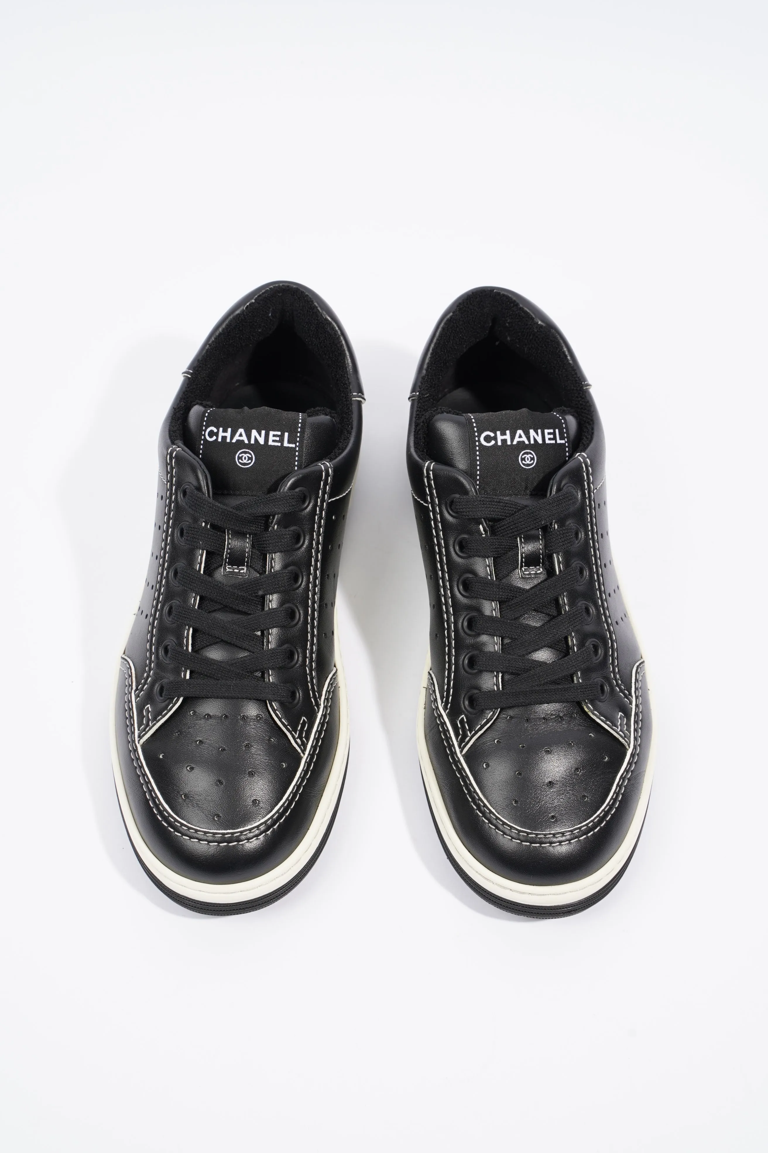Chanel Chanel Logo Black   White Calfskin Leather EU 37 UK 4