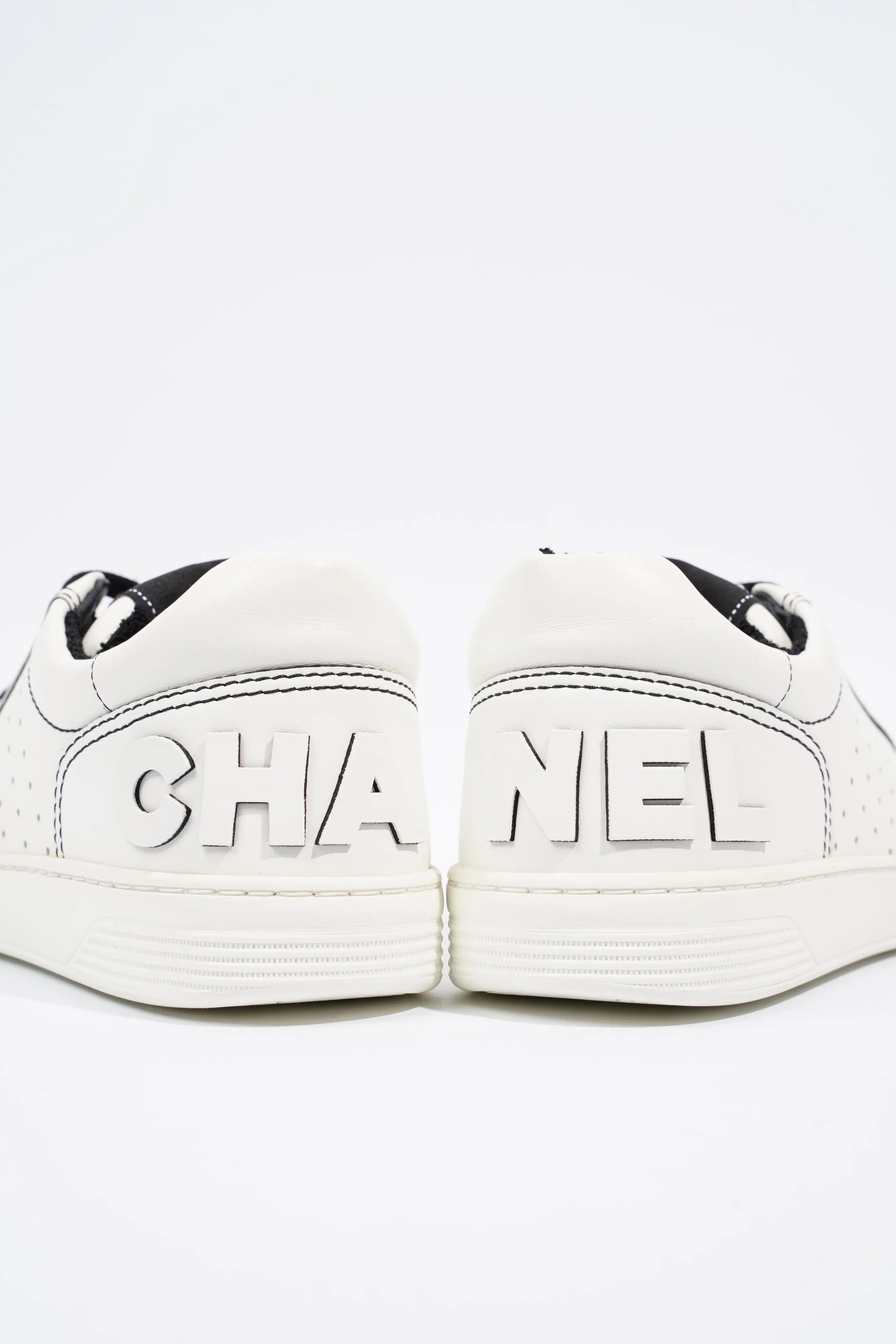 Chanel Chanel Logo White   Black Calfskin Leather EU 37 UK 4