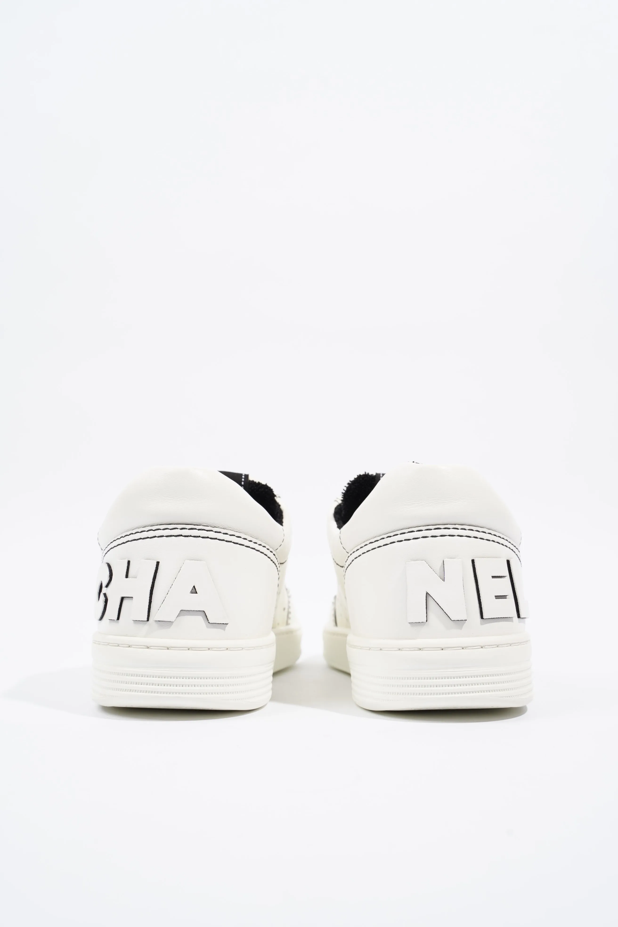 Chanel Chanel Logo White   Black Calfskin Leather EU 37 UK 4