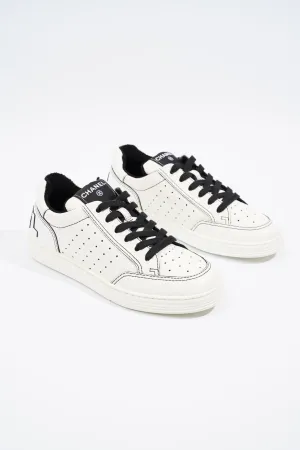 Chanel Chanel Logo White   Black Calfskin Leather EU 37 UK 4