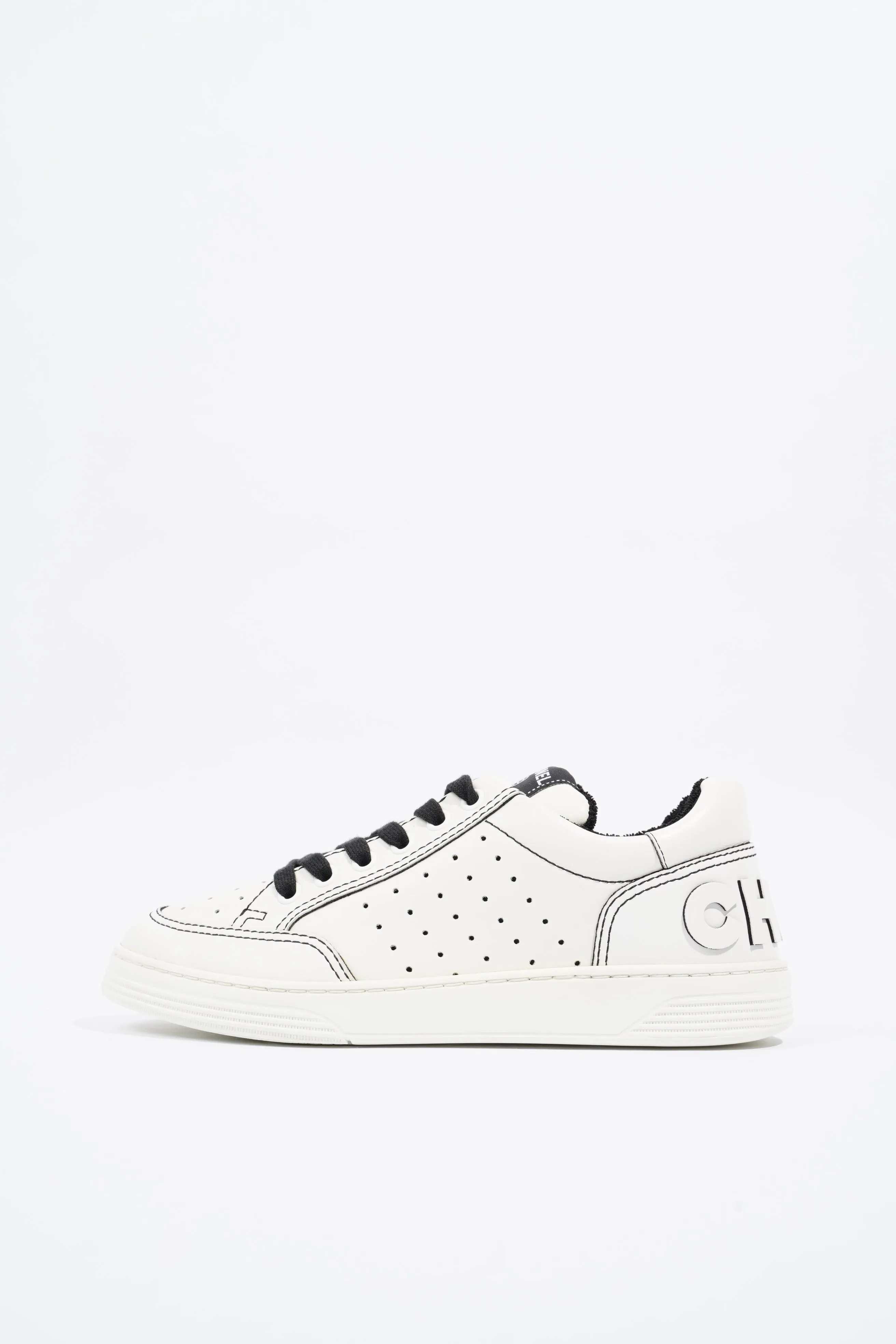 Chanel Chanel Logo White   Black Calfskin Leather EU 37 UK 4