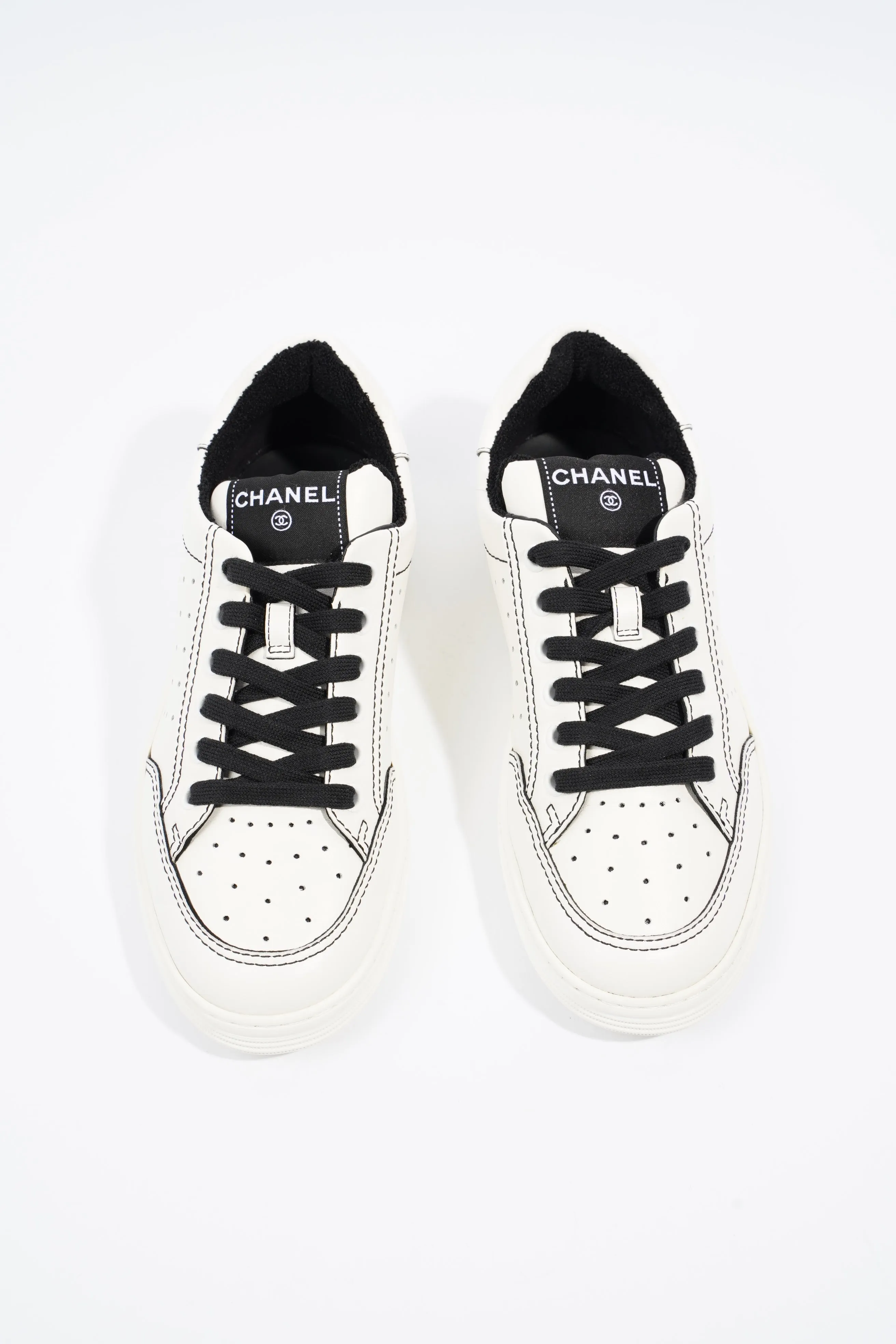 Chanel Chanel Logo White   Black Calfskin Leather EU 37 UK 4