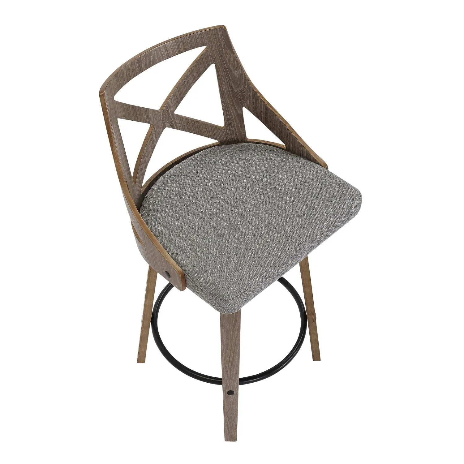 Charlotte Farmhouse Counter Stool in Light Grey Wood and Grey Fabric by LumiSource - Set of 2