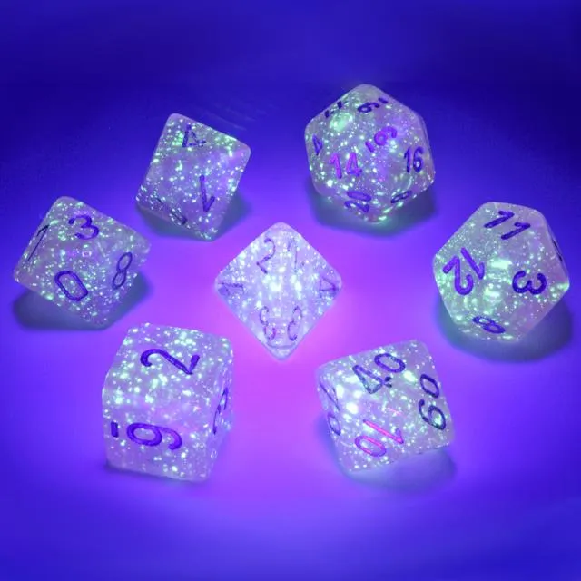 Chessex Borealis 7pc Polyhedral Dice Set - Pink & Silver Luminary