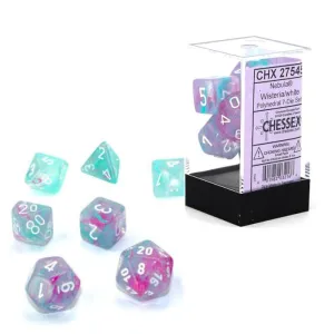 Chessex Nebula 7pc Polyhedral Dice Set - Glow Wisteria & White Luminary