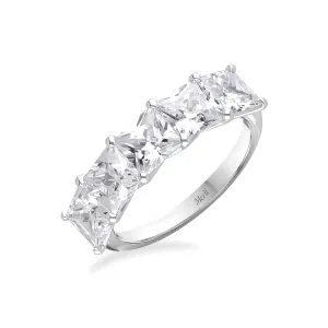 Classic Silver Rhodium Plated 4x4mm Princess Cut CZ Eternity Ring