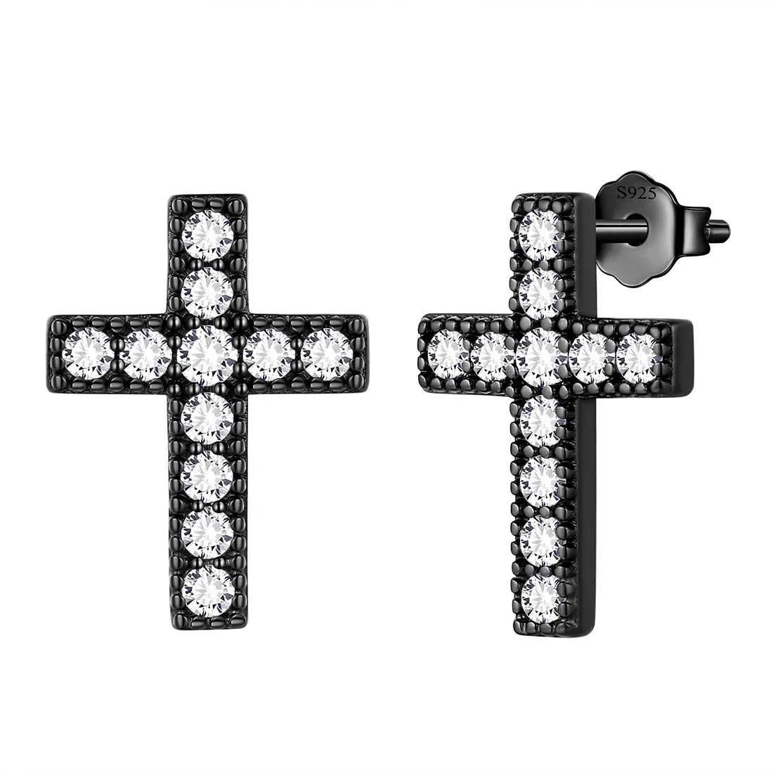 Classic Small Cross Stud Earrings Women Mens Jewelry Sterling Silver