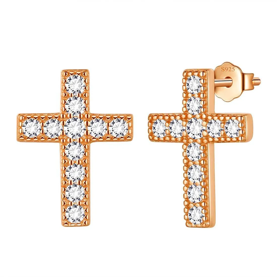 Classic Small Cross Stud Earrings Women Mens Jewelry Sterling Silver