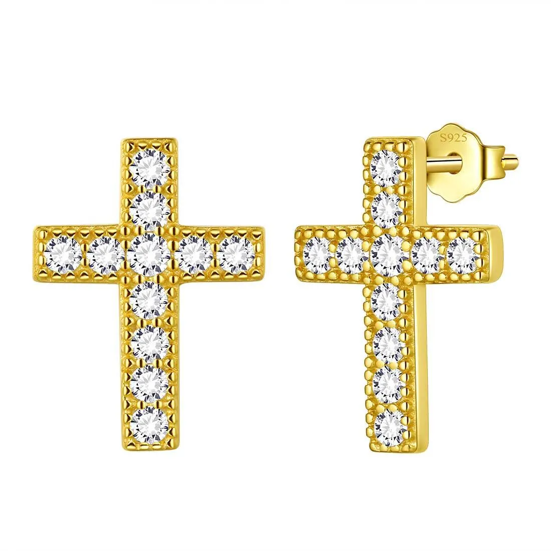 Classic Small Cross Stud Earrings Women Mens Jewelry Sterling Silver