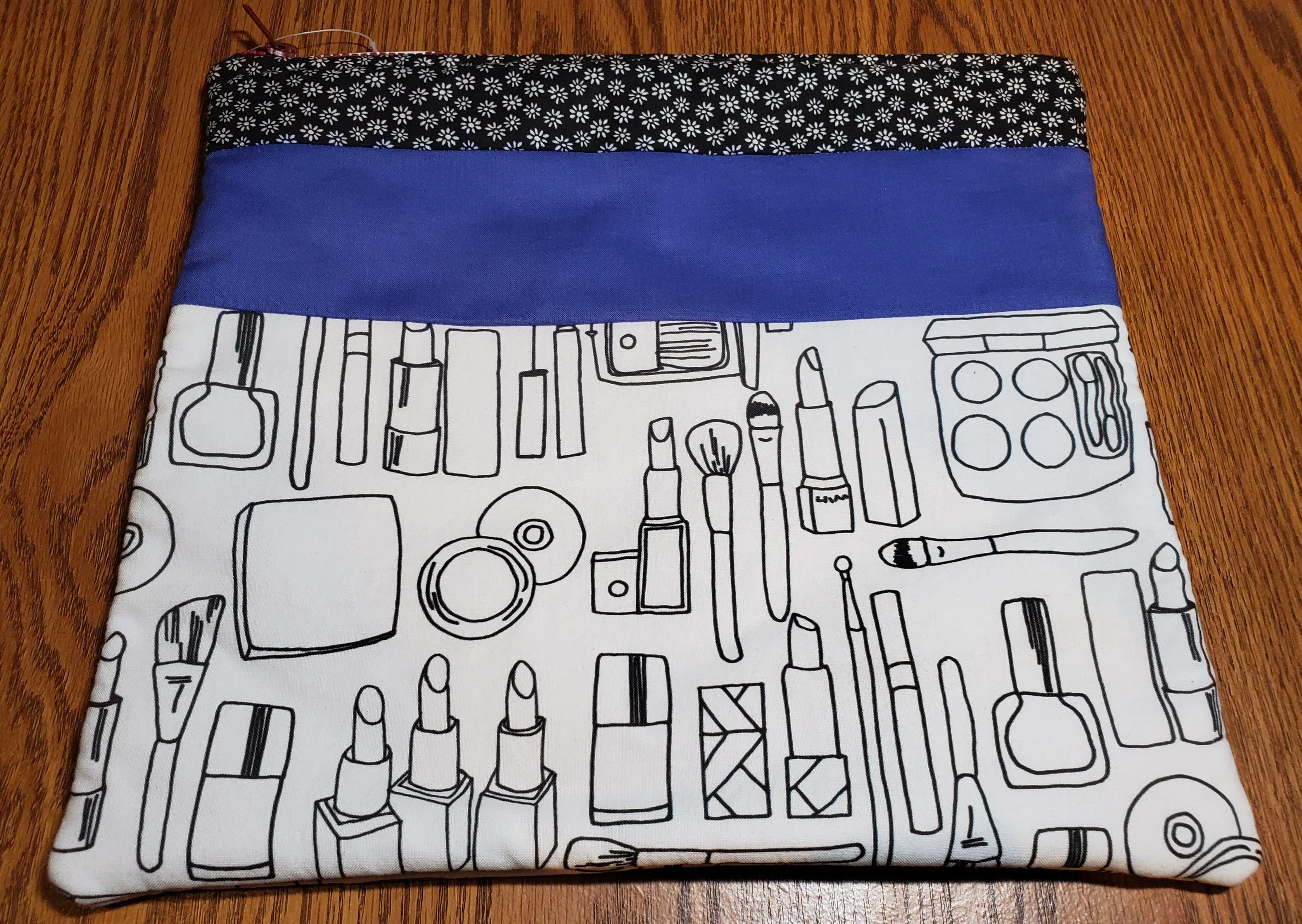 CLEARANCE - Color-Me Zipper Bag - Cosmetics, Black Floral, Purple