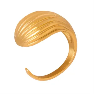 Cold Breeze Titanium Steel Gold-Plated Striped Ring - Chic Fashion Jewelry for Women