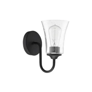 Craftmade Gwyneth 1 Light Wall Sconce in Flat Black - Clear Seeded Glass