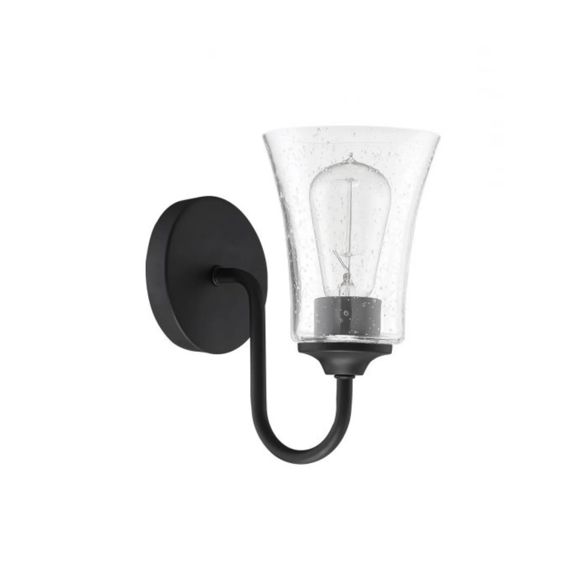 Craftmade Gwyneth 1 Light Wall Sconce in Flat Black - Clear Seeded Glass