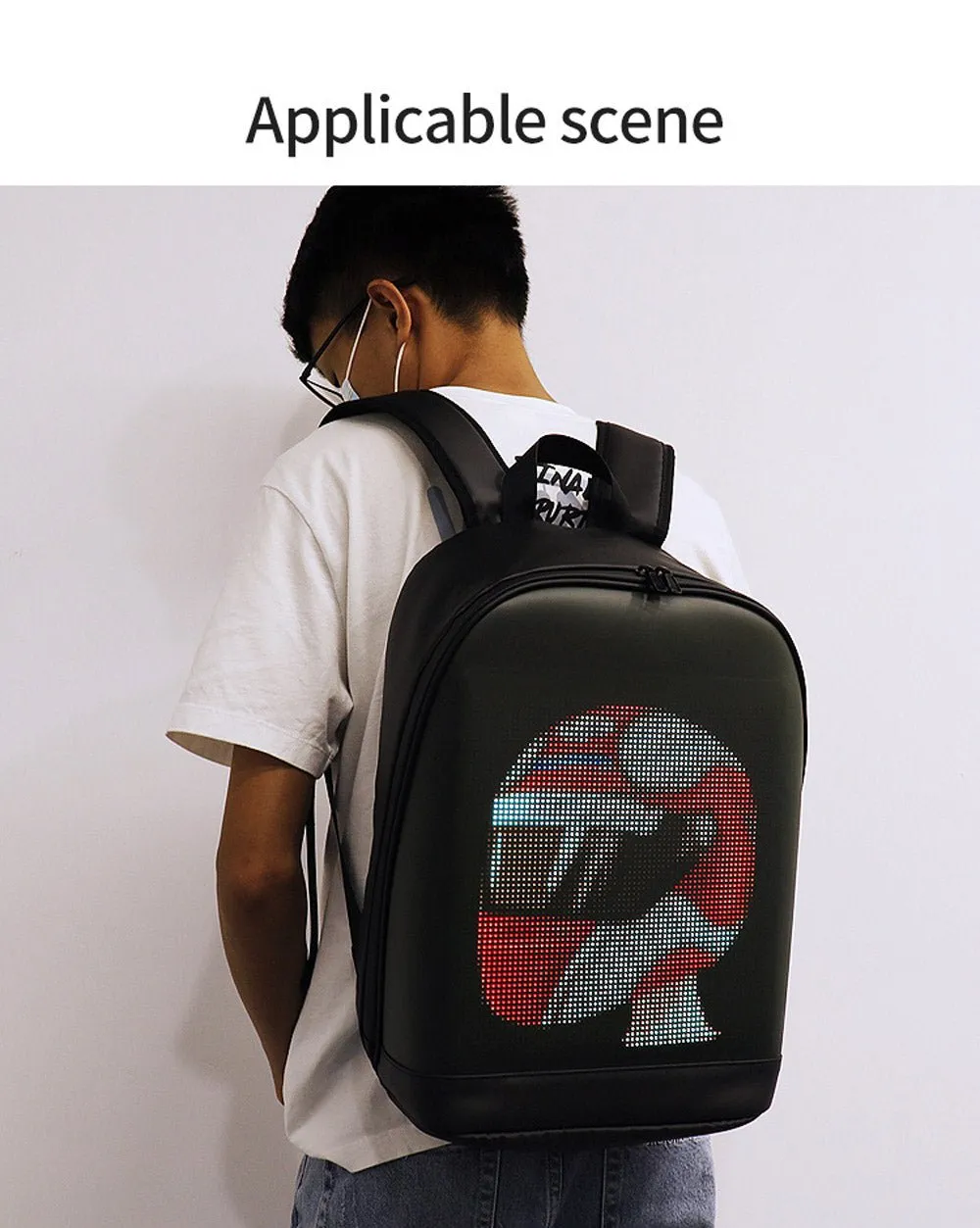 CRONY T2 AD LED display backpack light screen waterproof smart back packs bag led display backpack with led screen