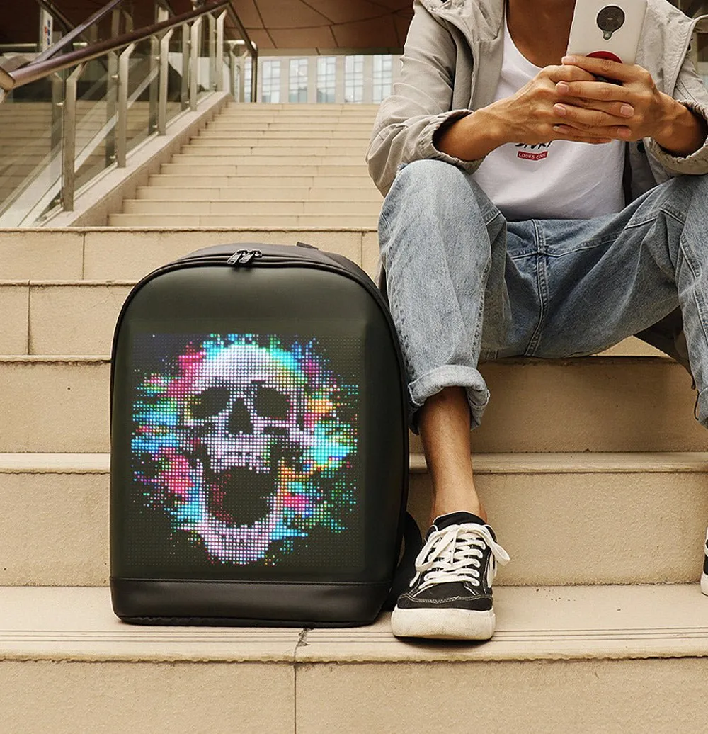 CRONY T2 AD LED display backpack light screen waterproof smart back packs bag led display backpack with led screen