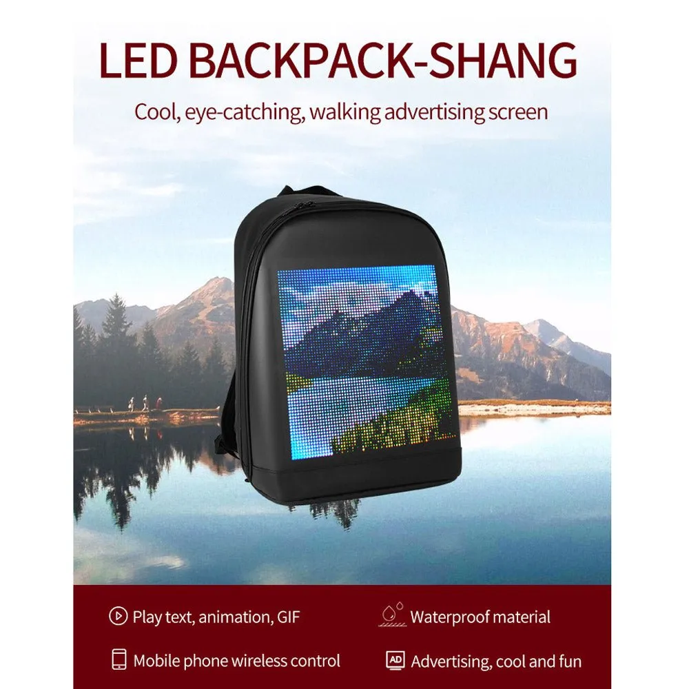 CRONY T2 AD LED display backpack light screen waterproof smart back packs bag led display backpack with led screen