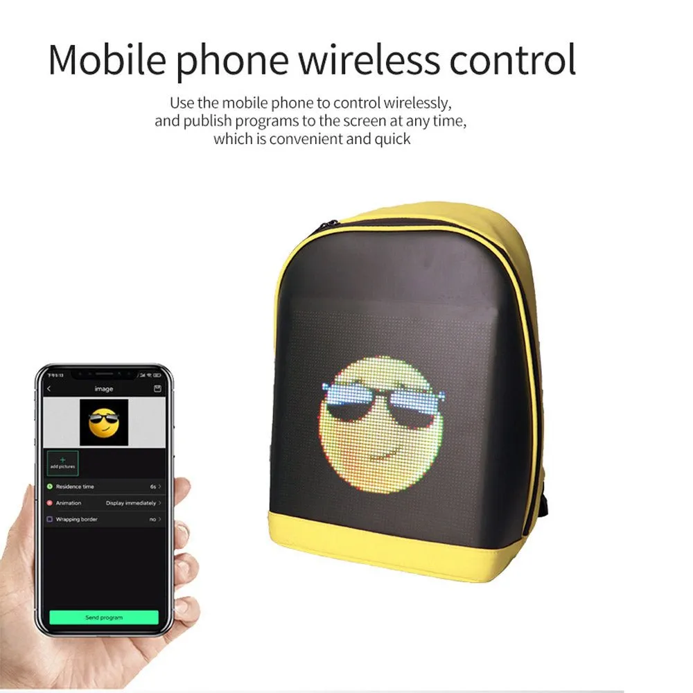 CRONY T2 AD LED display backpack light screen waterproof smart back packs bag led display backpack with led screen