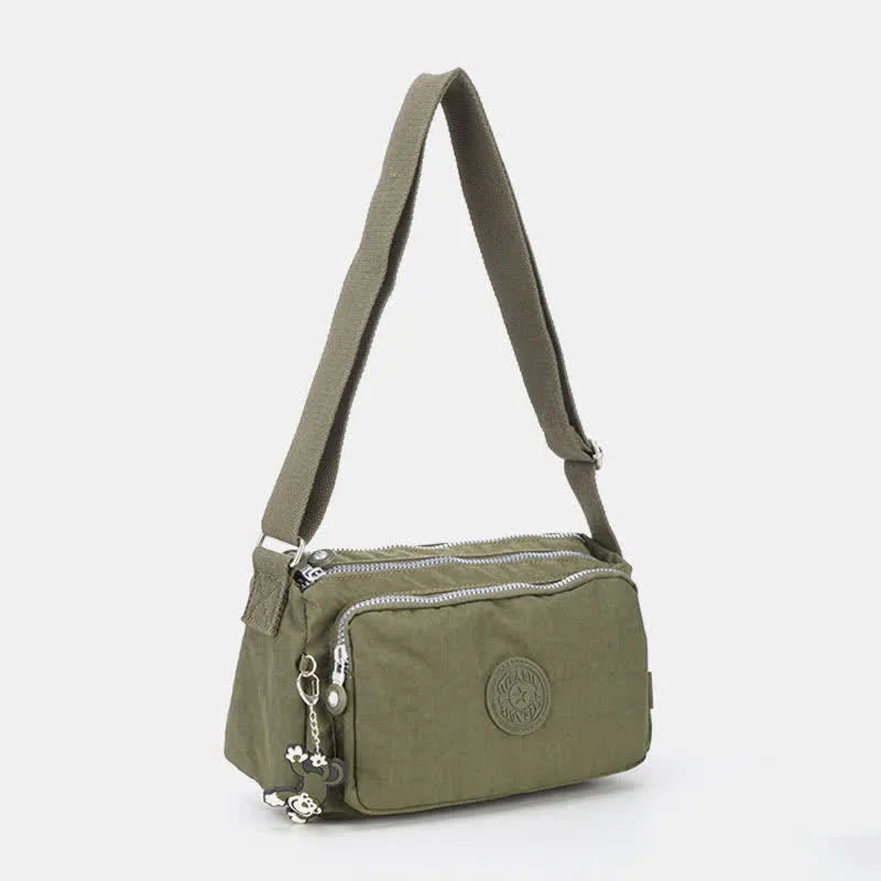 Crossbody Purses for Women Triple Zip Lightweight Nylon Shoulder Bag