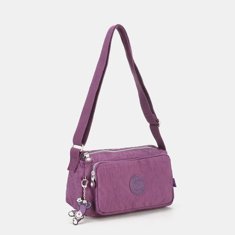 Crossbody Purses for Women Triple Zip Lightweight Nylon Shoulder Bag