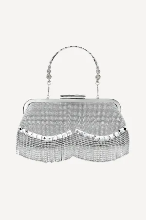 Crystal tassel handbag in silver