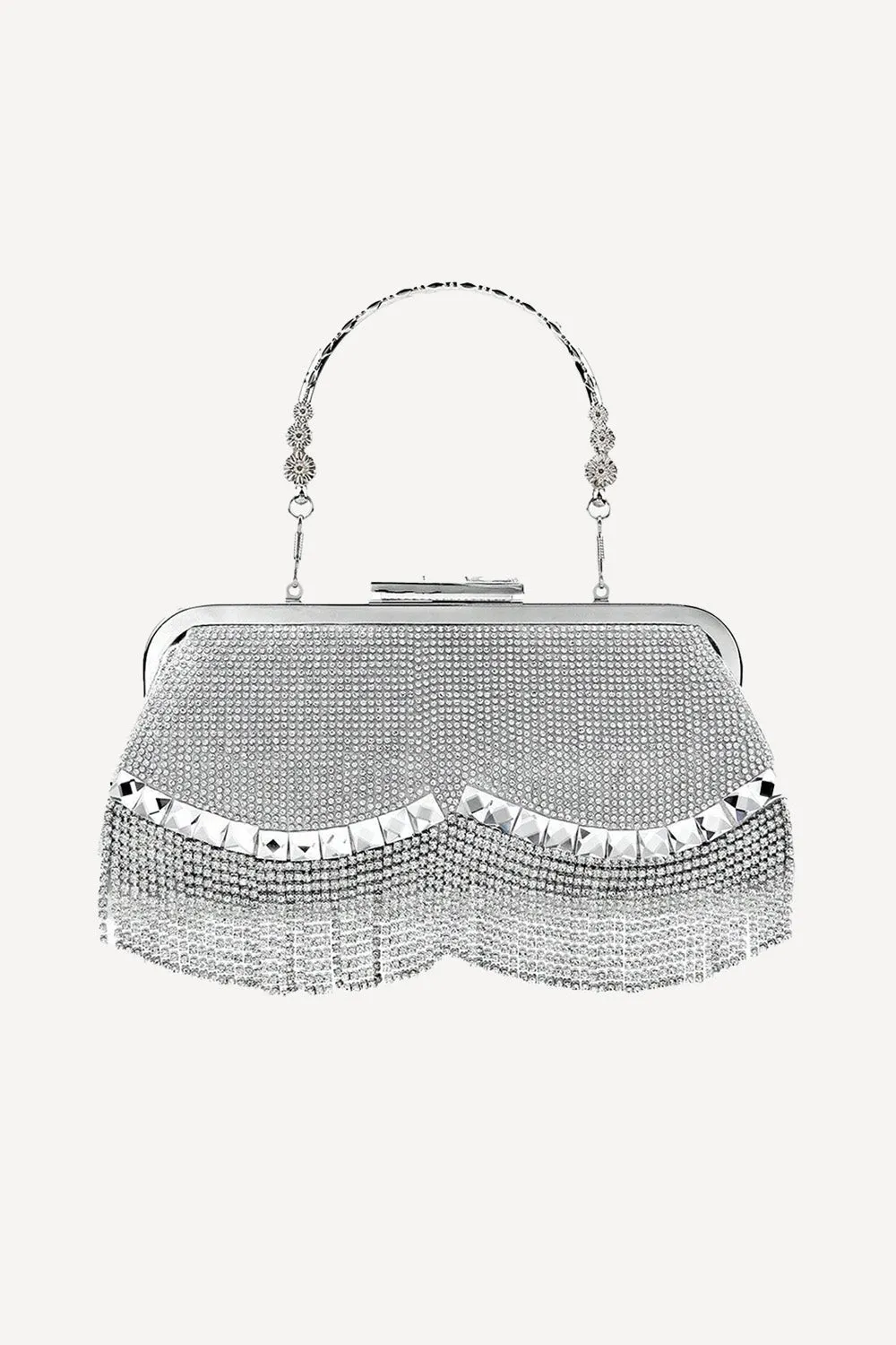 Crystal tassel handbag in silver