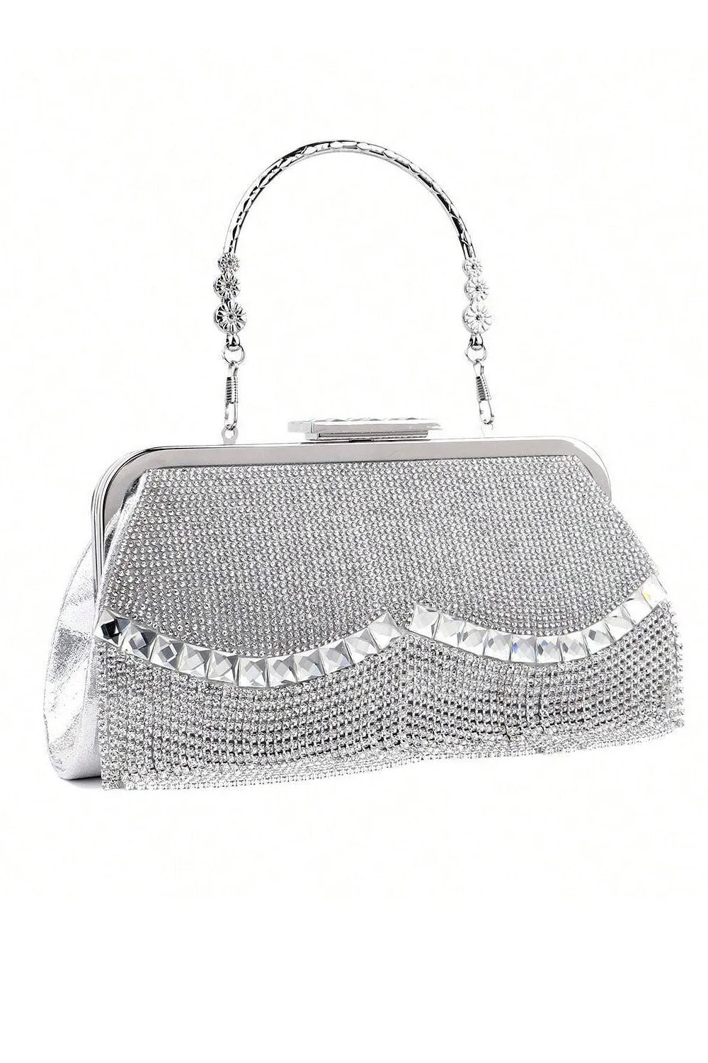 Crystal tassel handbag in silver