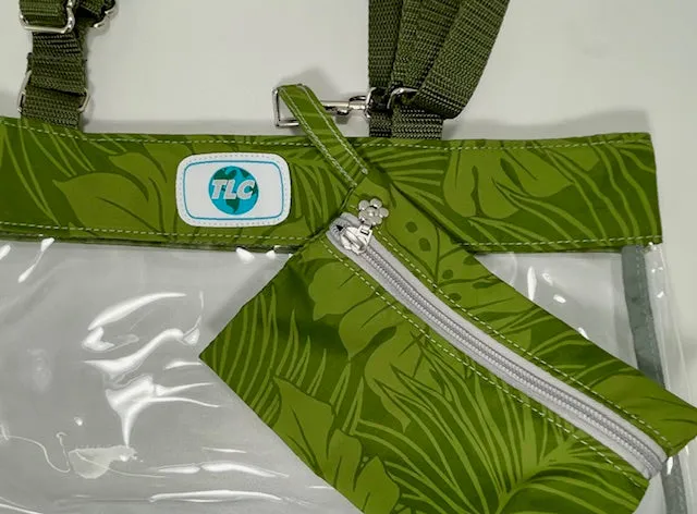 CST- Olive Hawaiian Print Clear Stadium Tote Bag
