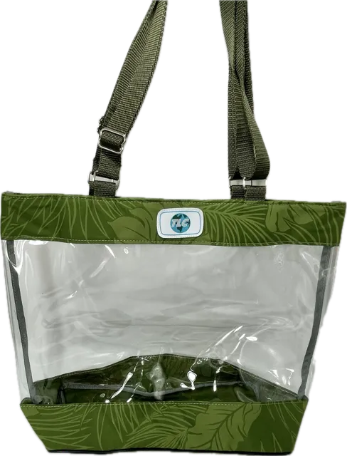 CST- Olive Hawaiian Print Clear Stadium Tote Bag