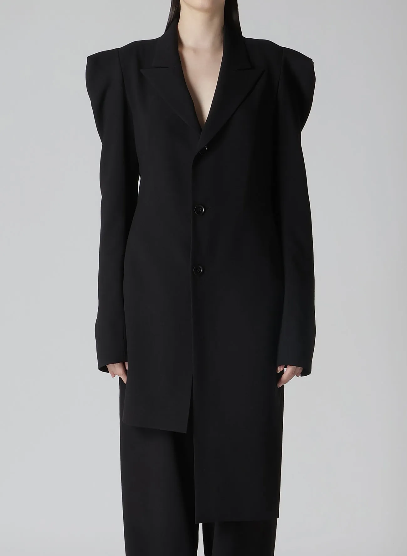 DAMAGED GABARDINE SLV GUSSET UNBALANCE LONG JACKET
