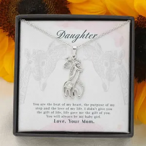Daughter You Are The Beat Of My Heart Giraffe Necklace