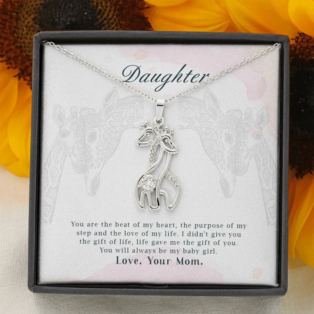 Daughter You Are The Beat Of My Heart Giraffe Necklace