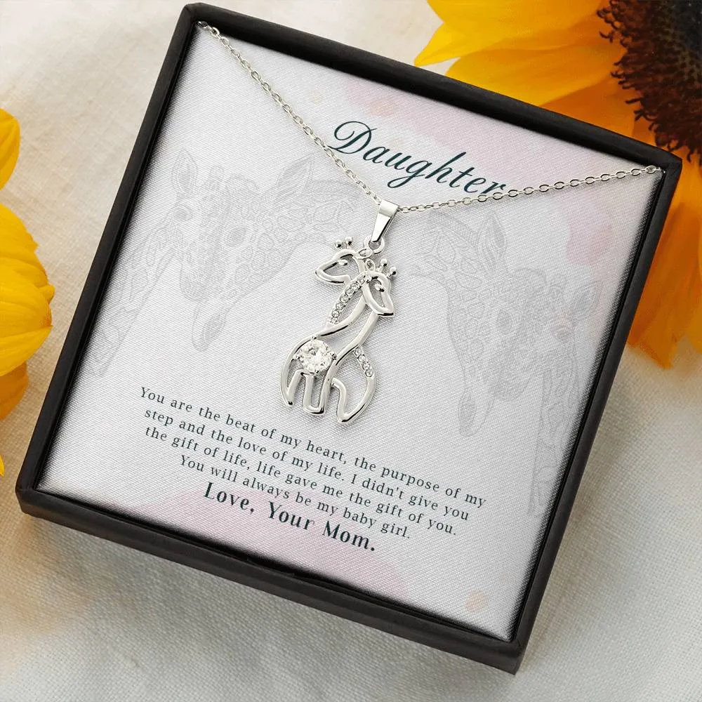Daughter You Are The Beat Of My Heart Giraffe Necklace
