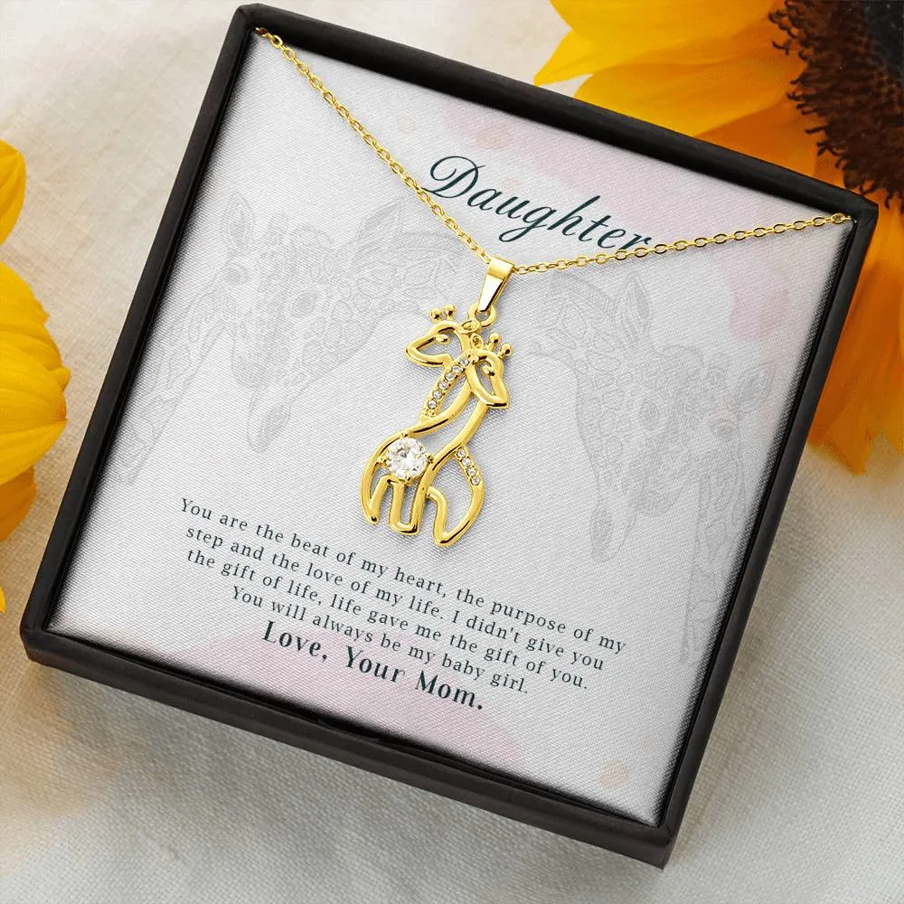 Daughter You Are The Beat Of My Heart Giraffe Necklace