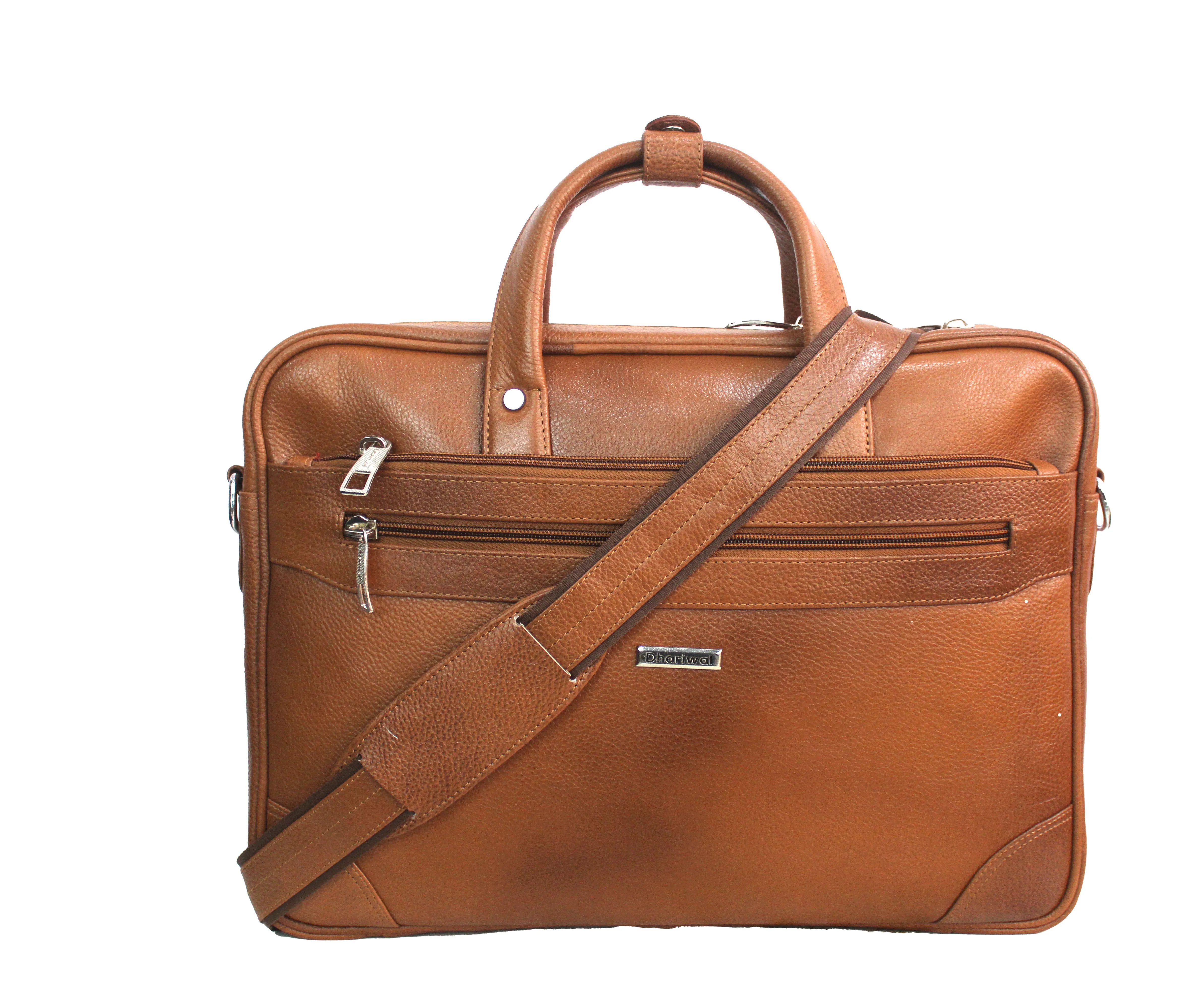 Dhariwal Genuine Leather Laptop Bag File Messenger Bag with Strap upto 16 Inch | Laptop Bag for Men EB-615