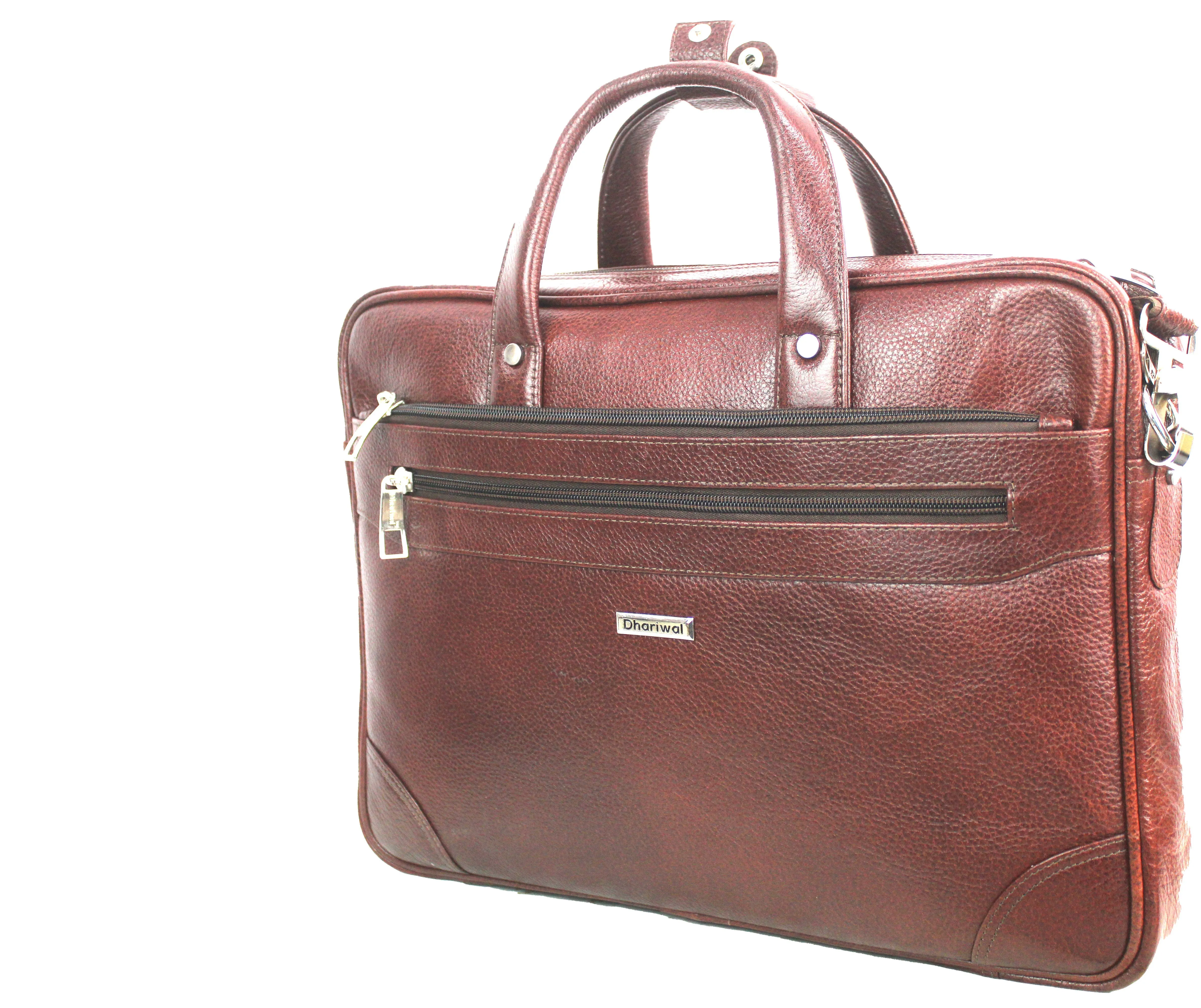 Dhariwal Genuine Leather Laptop Bag File Messenger Bag with Strap upto 16 Inch | Laptop Bag for Men EB-615