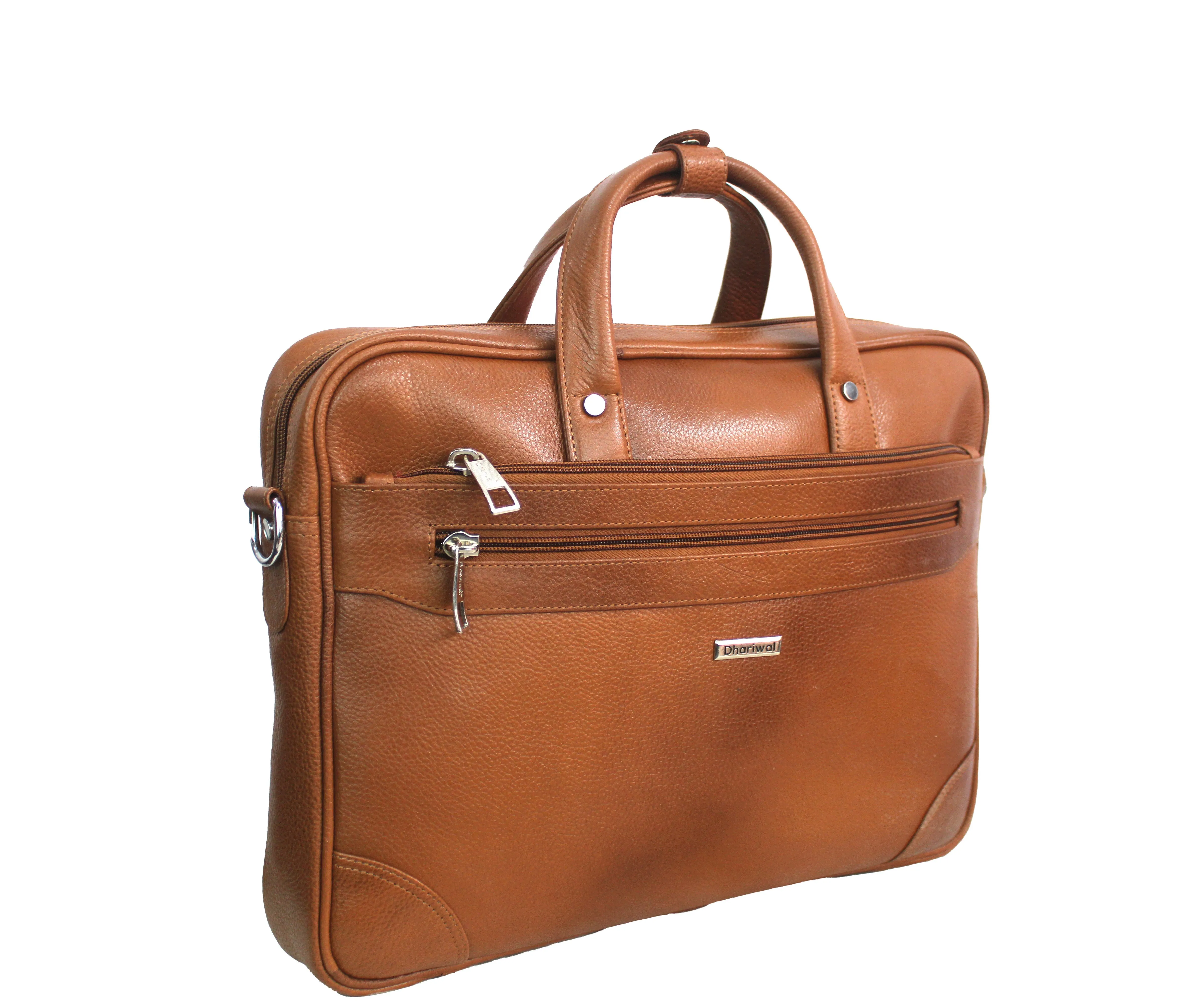 Dhariwal Genuine Leather Laptop Bag File Messenger Bag with Strap upto 16 Inch | Laptop Bag for Men EB-615