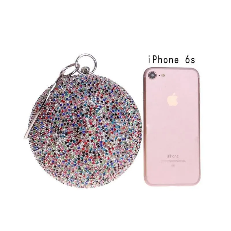 Diamonds Colorful Lady Round Shaped  Evening Clutch Bag