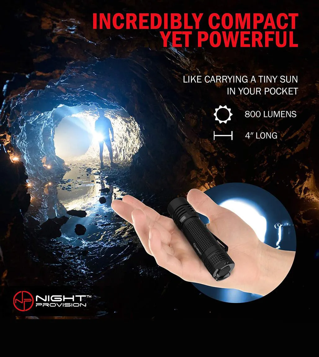 [DISCONTINUED] TX8 EDC TACTICAL FLASHLIGHT USB RECHARGEABLE COMPACT TORCH NICHIA 800 LUMEN LED (USB RECHARGEABLE)