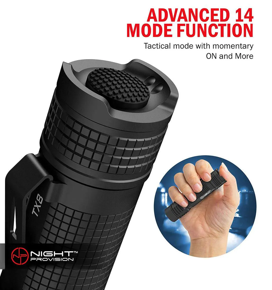 [DISCONTINUED] TX8 EDC TACTICAL FLASHLIGHT USB RECHARGEABLE COMPACT TORCH NICHIA 800 LUMEN LED (USB RECHARGEABLE)
