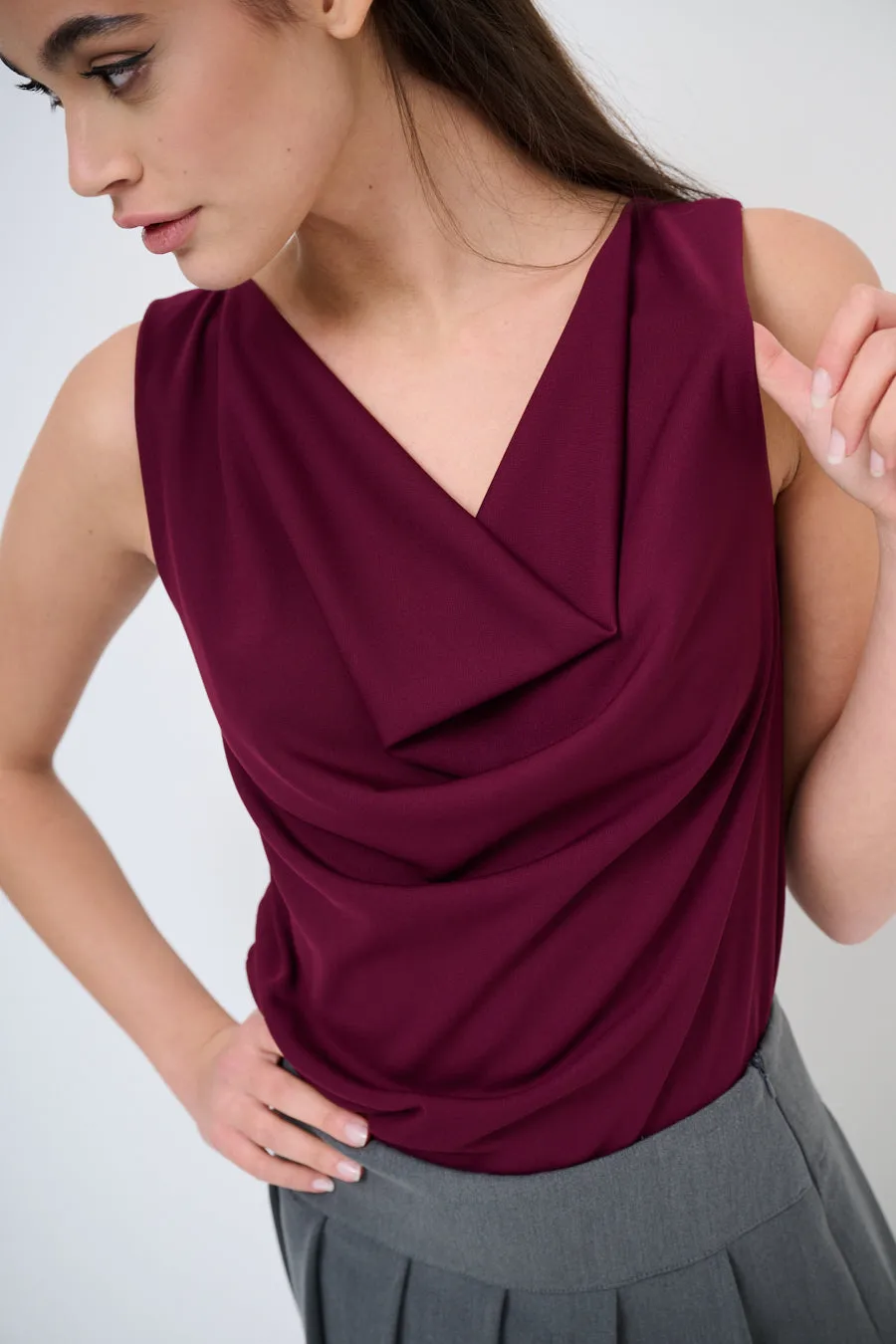 Draped sleeveless top wholesale
