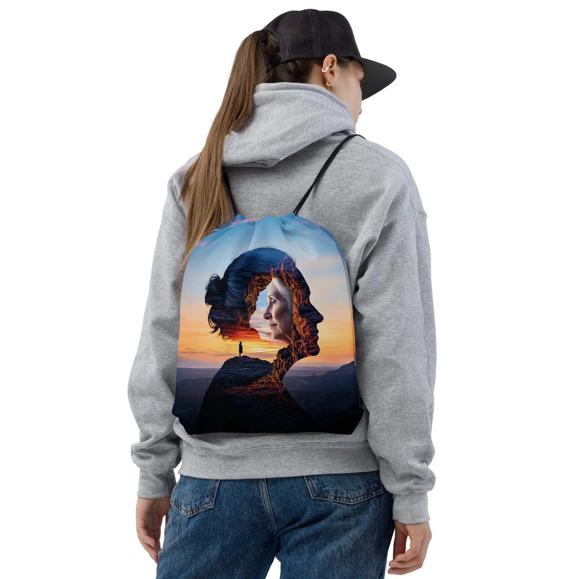 Echoes of Strength Drawstring bag