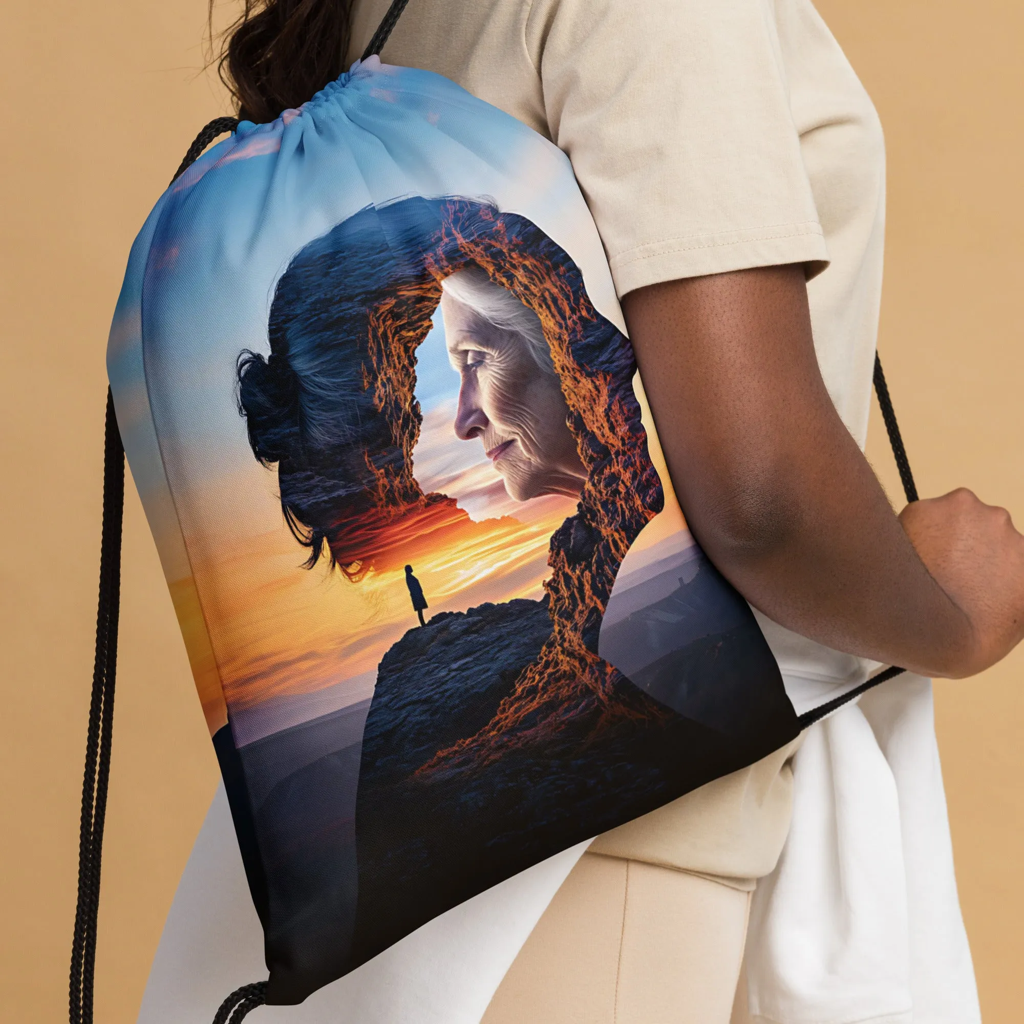 Echoes of Strength Drawstring bag
