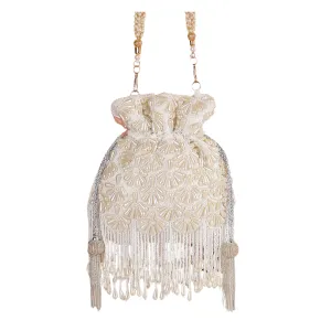 Embroidered Luxury Potli Pearl Tassel Bag for Party