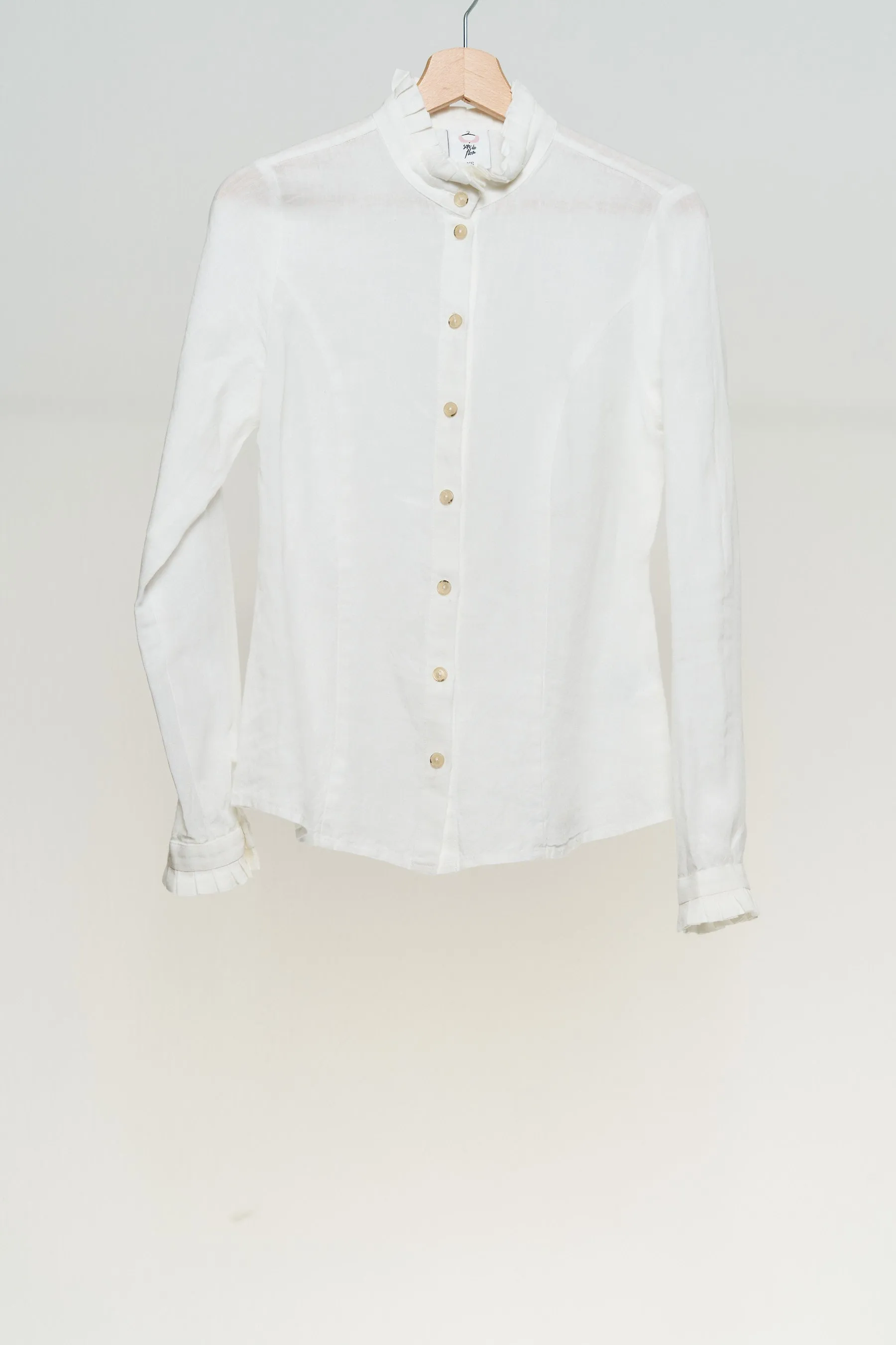 Emily Shirt, White Magnolia, Long Sleeve