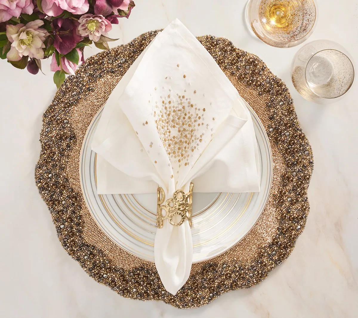 Enigma Placemat in Gold & Gunmetal, Set of 2