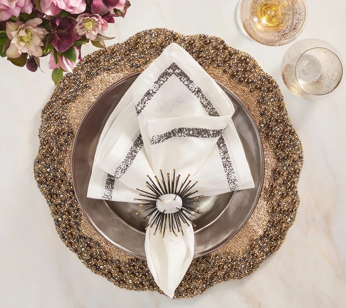 Enigma Placemat in Gold & Gunmetal, Set of 2