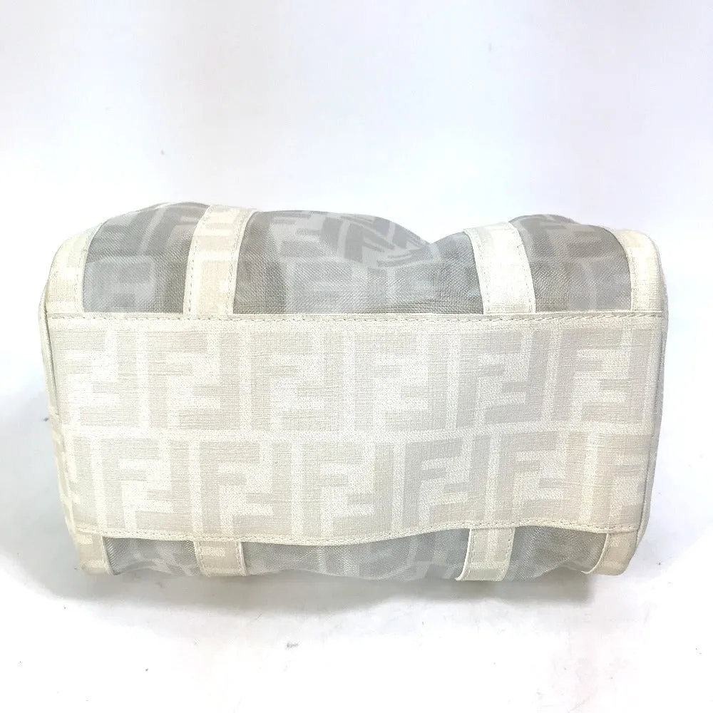 FENDI Boston Duffel bag leather white handbag bag Zucca mesh Women Used