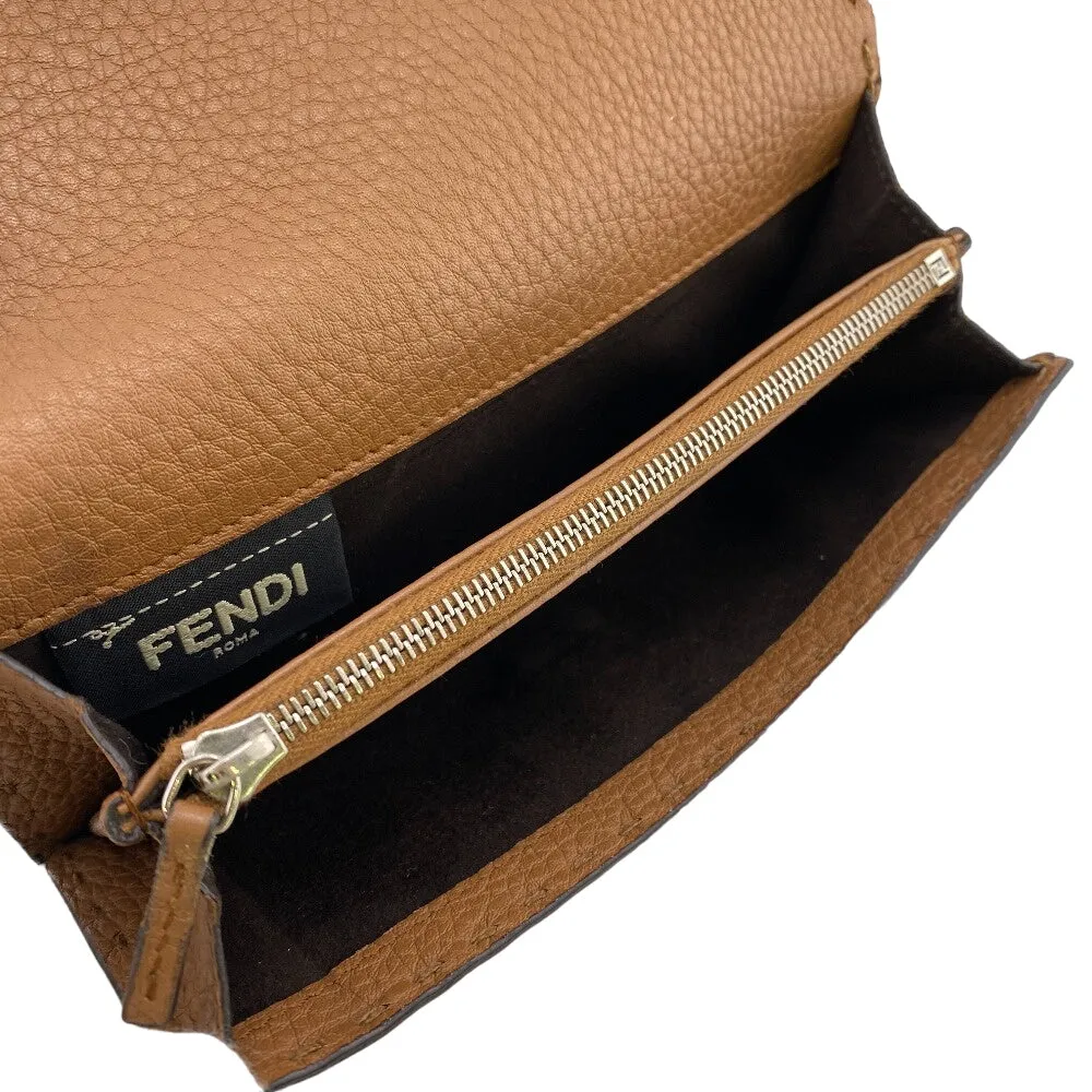 FENDI Long Wallet Purse 8M0308 leather Brown Celeria Peekaboo Women Used