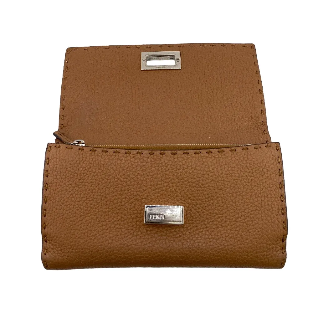 FENDI Long Wallet Purse 8M0308 leather Brown Celeria Peekaboo Women Used