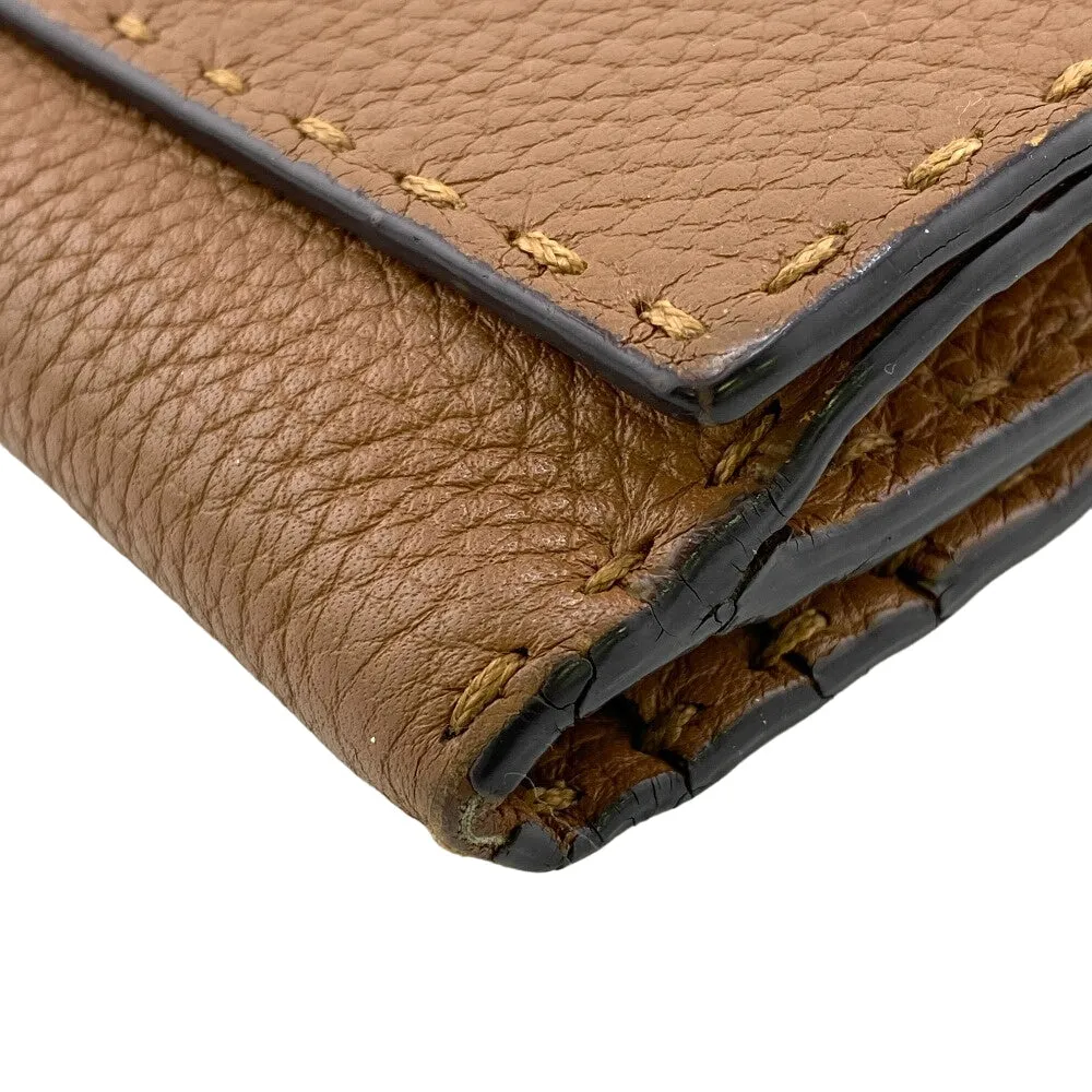 FENDI Long Wallet Purse 8M0308 leather Brown Celeria Peekaboo Women Used